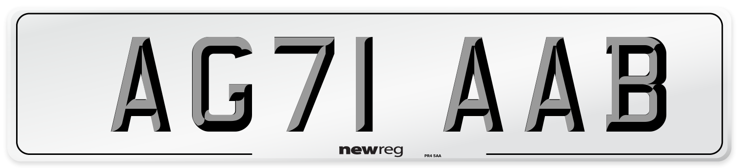 AG71 AAB Number Plate from New Reg